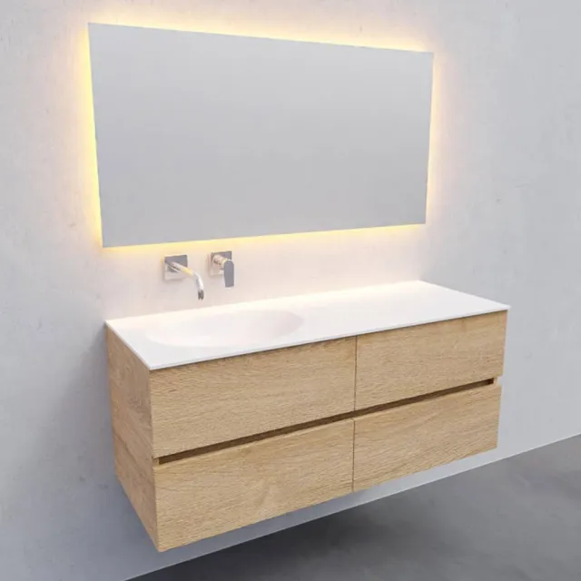 Boss & Wessing Badkamermeubel Solid Surface AQS Stockholm 120x46 cm Links Wood Washed Oak 4 Laden Boss & Wessing Houtlook