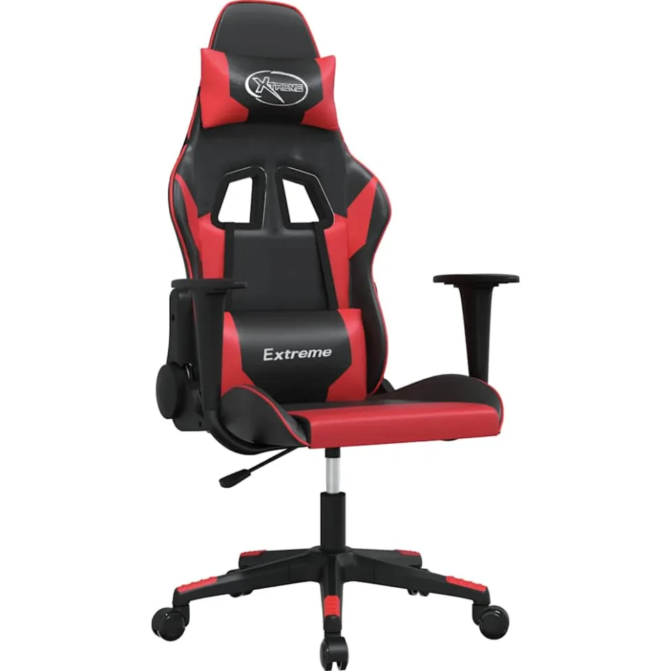 vidaXL Massage gamestoel kunstleer zwart en rood, foto 3