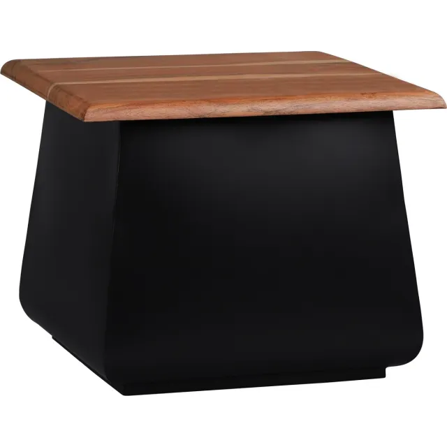 womo-design Bijzettafel Sheffield 50x40x50cm Rechthoekig Zwart-naturel Acaciahout Metaal Uniek Handgemaakt Massief Houten Meubilair Woonkamer Tafel Salontafel Decoratieve Tafel Bloem Kruk Bruin, Zwart