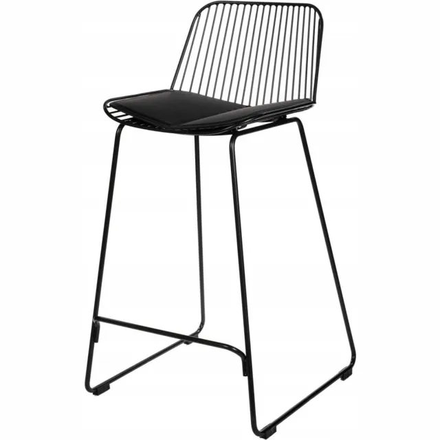 Artpro Zwarte Metalen Hocker met Rugleuning - Industrieel & Loft Design
