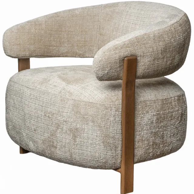 DÉJA Living Fauteuil Kalmar - Taupe/Walnoot Stof - 76x71x70cm