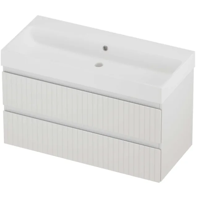Proline Podium Badmeubelset Polystone Loft Zonder Gat 100x46x62 cm Mat White Glans Wit