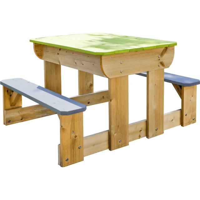 Wendi Toys Robuste Picknicktafel voor kinderen - Zandbak en Waterbak - 100x80 cm Blauw- Groen- Hout