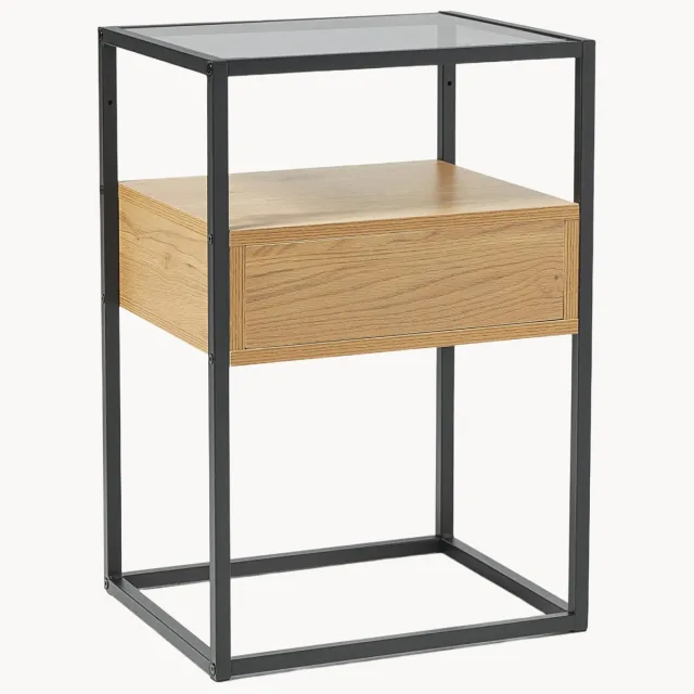AC Design Glazen nachtkastje Randolf Zwart