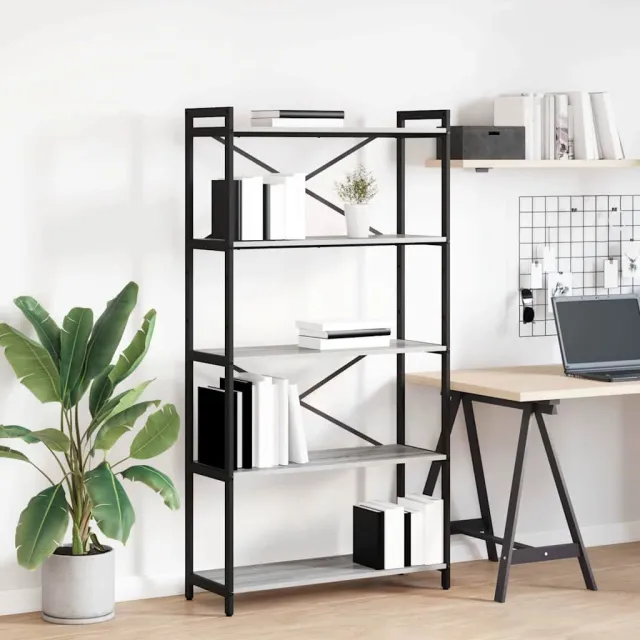 vidaXL Boekenkast 80 x 30 x 155 cm Bewerkt hout Grijs sonoma, foto 2
