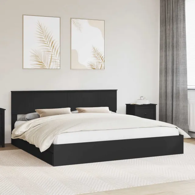 vidaXL Opslag bed met lade met opslag Zwart 200 x 200 cm Bewerkt hout