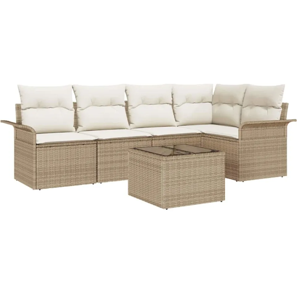 vidaXL Tuin Sofa Set 6 st Beige poly rattan