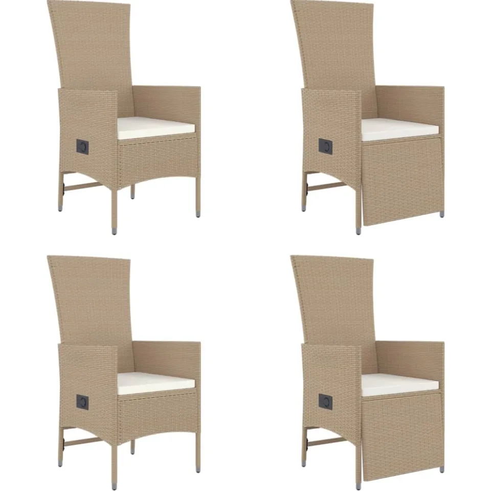 vidaXL 5-delige Tuinset met kussens poly rattan beige