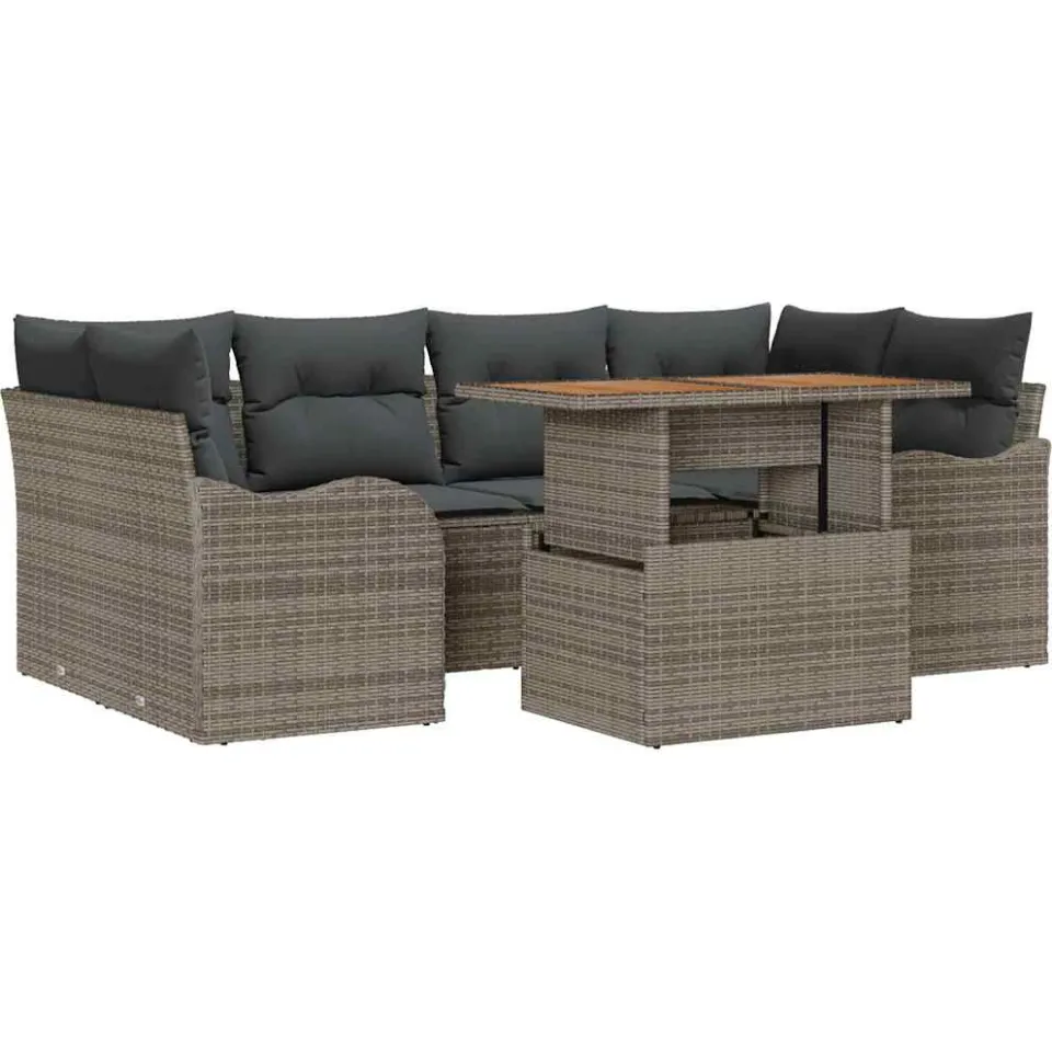 vidaXL Tuin Sofa Set 7 st Grijs Poly riet