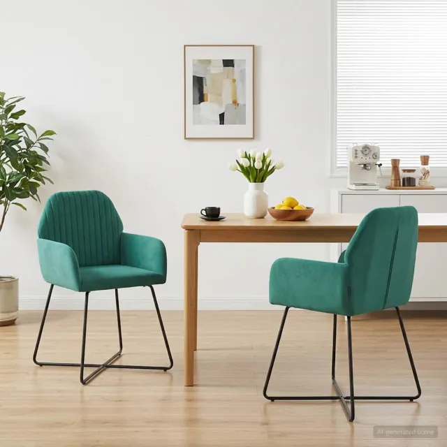 vidaXL Eettafelstoelen 2 st fluweel Turquoise 55 x 50 x 84 cm, foto 2