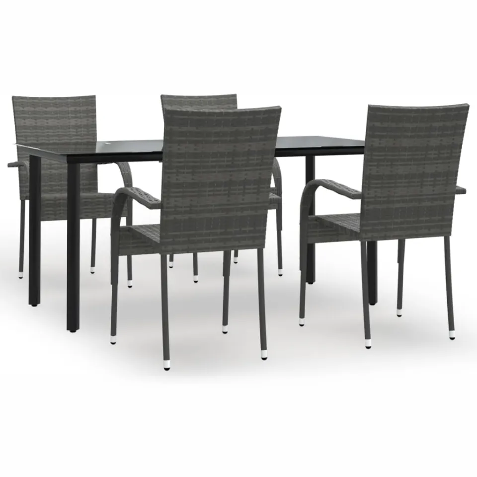 vidaXL 5-delige Tuinset poly rattan grijs, foto 3