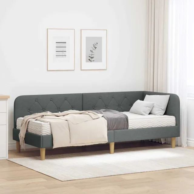 vidaXL Hoekbedframe Donkergrijs 80 x 200 cm Stof grijs