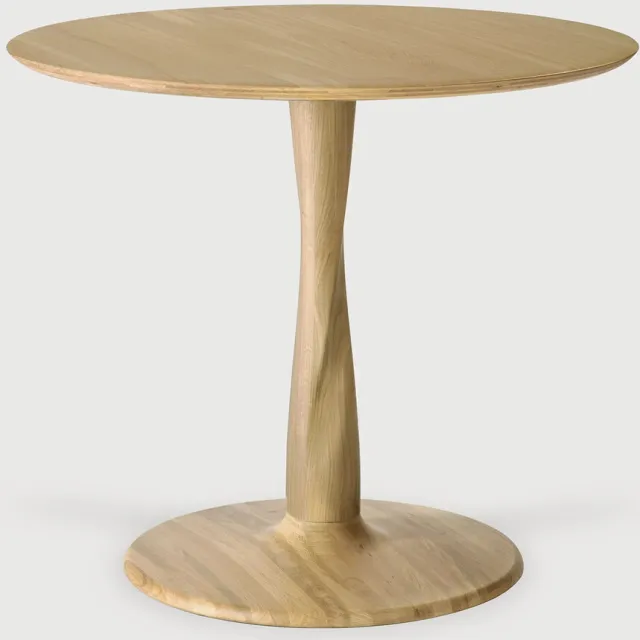 Ethnicraft Ronde Bistrotafel 'Torsion' Gevernist Eikenhout, 90cm