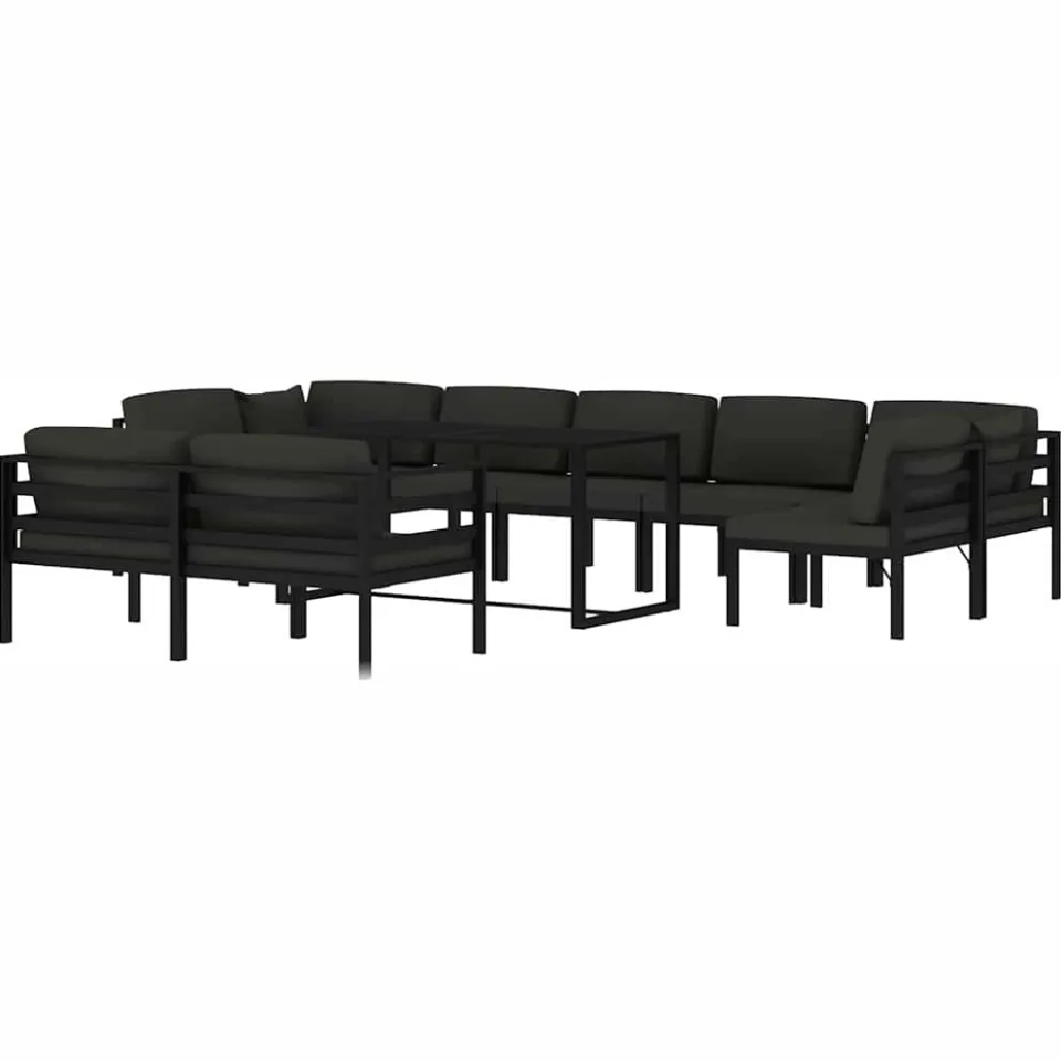 vidaXL 10-delige Loungeset met kussens aluminium antracietkleurig, foto 2