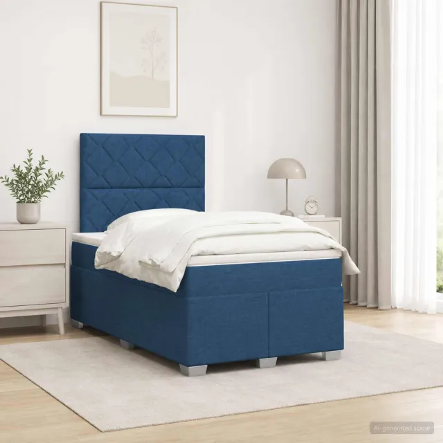 vidaXL Boxspringbed met matras Blauw 120 x 190 cm Stof