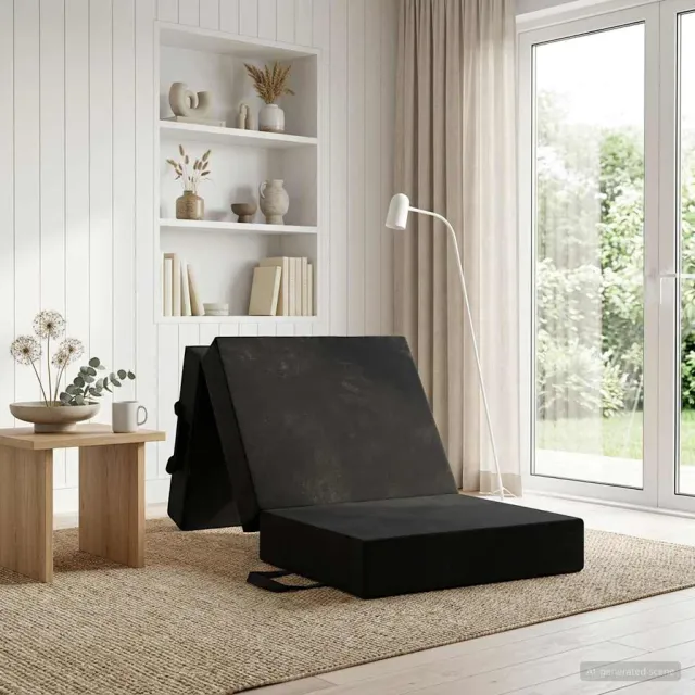 vidaXL Vouwbare Bankbed 75 x 67 x 45 cm Zwart