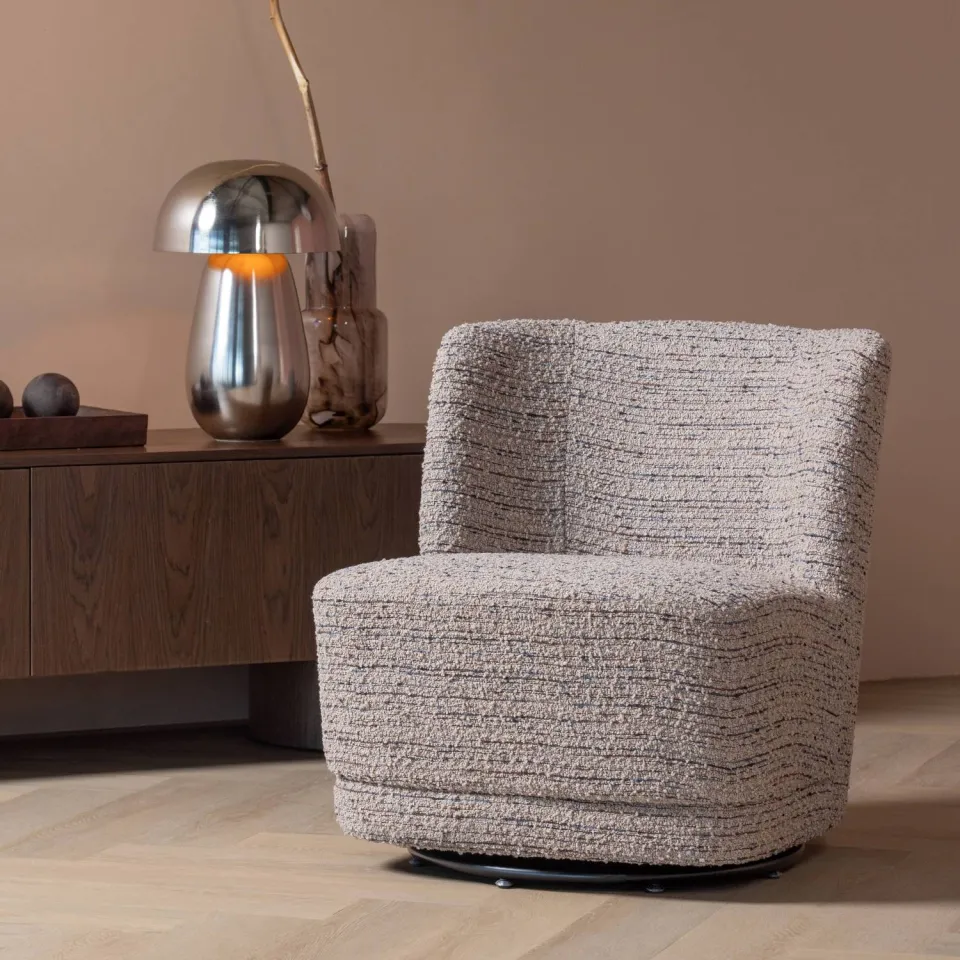 WOOOD Atty Draaifauteuil - Grove Melange - Grijs - 75x74x65, foto 4