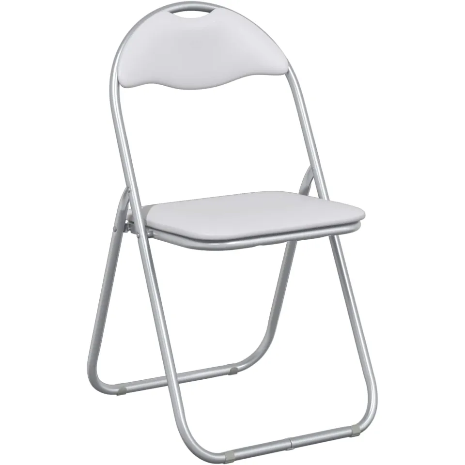 vidaXL Inklapbare stoel 8 st Nep Leer Wit en Grijs 48 x 43,5 x 81 cm