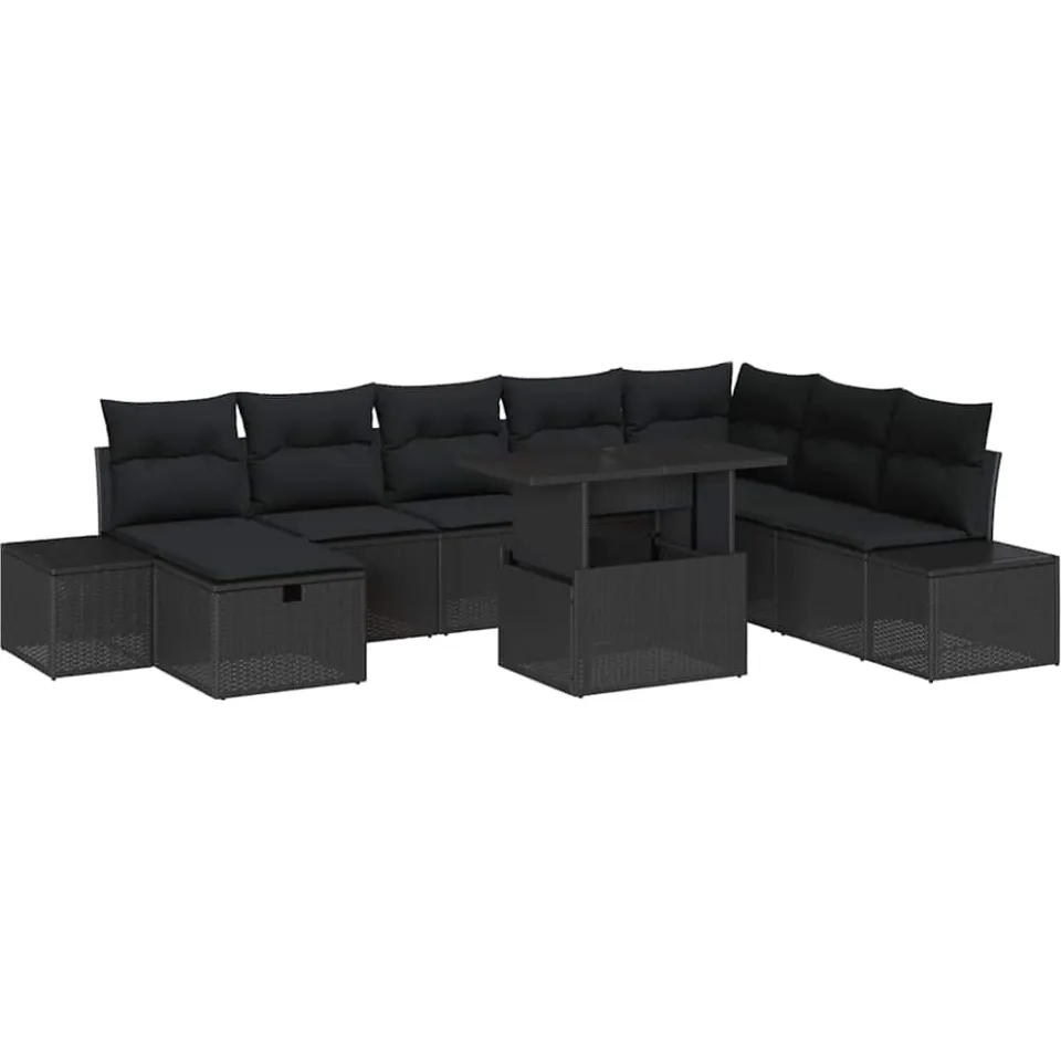 vidaXL Tuin Sofa Set 11 st poly rattan Zwart