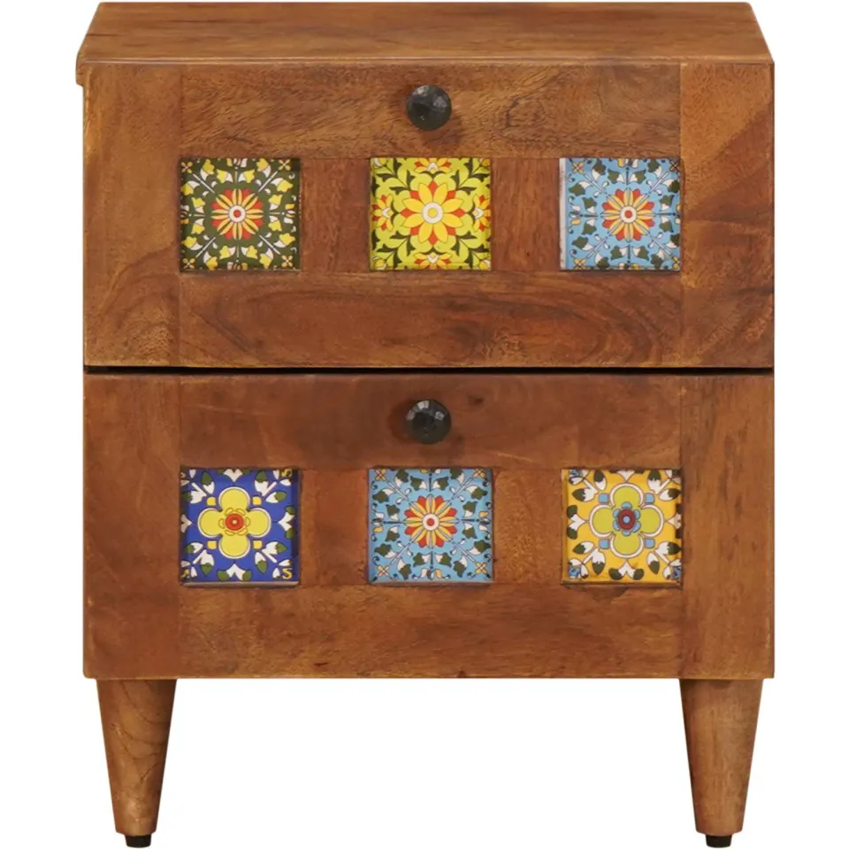 vidaXL Nachtkastje 2 st Bruin 40 x 33 x 46 cm Massief Mango Hout, foto 4