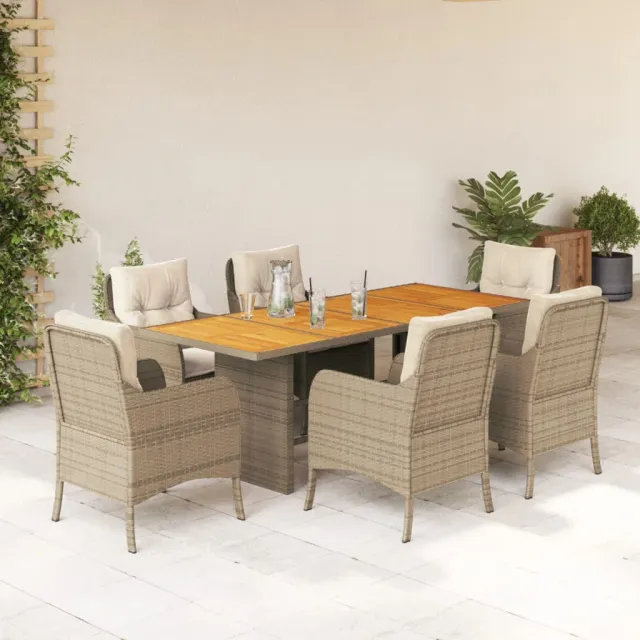 vidaXL 7-delige Tuinset met kussens poly rattan beige, foto 2