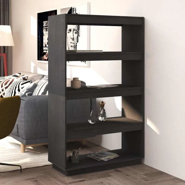 vidaXL Boekenkast/kamerscherm 80x35x135 cm massief grenenhout grijs, foto 2