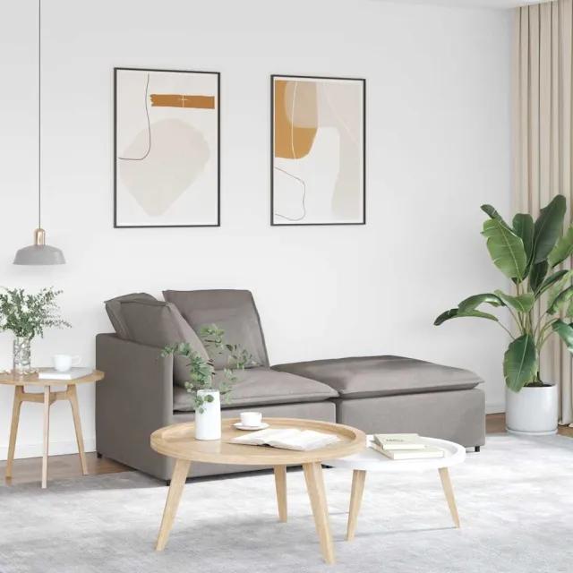 vidaXL Modulaire bank met voetenbank en kussens stof taupe