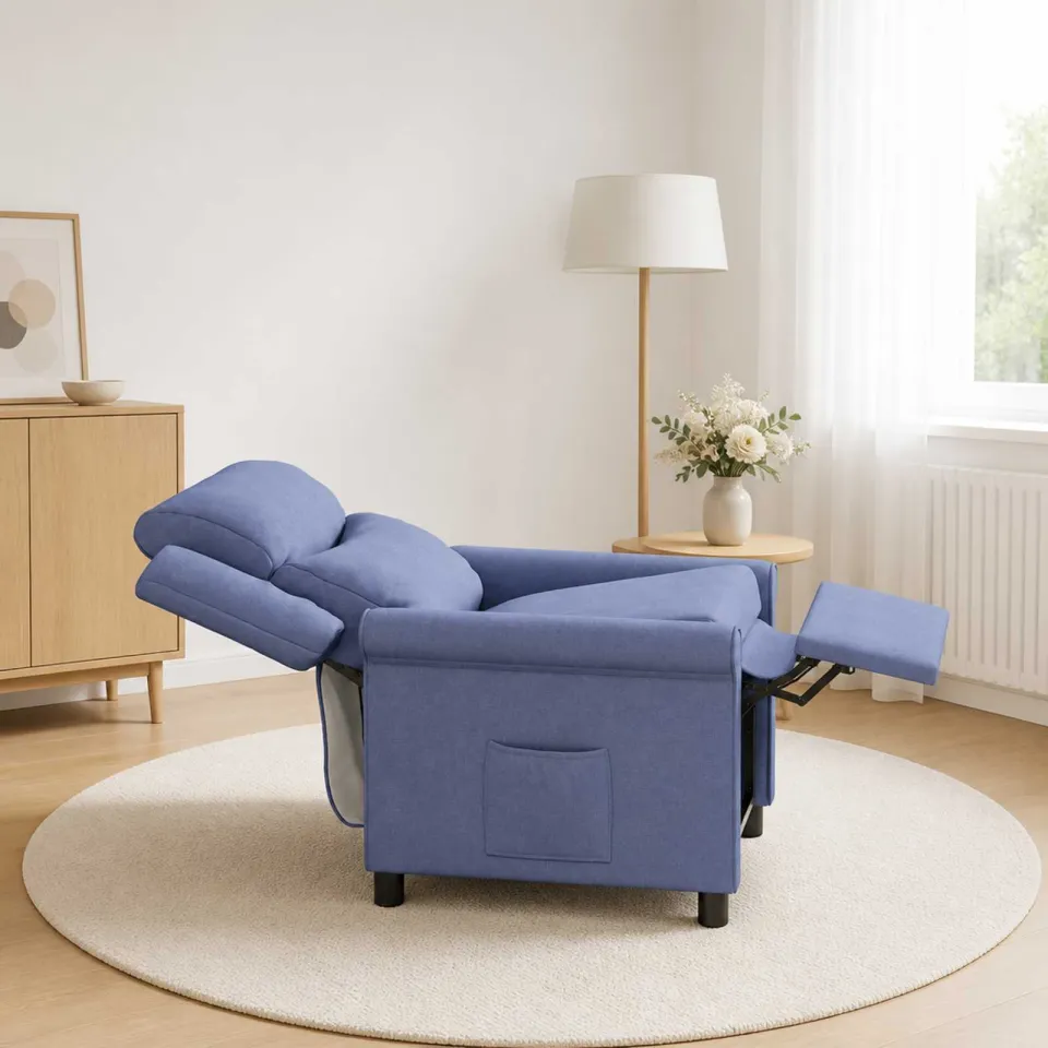 vidaXL Ligstoel Jeans Blauw 69 x 93 x 102 cm Stof, foto 3