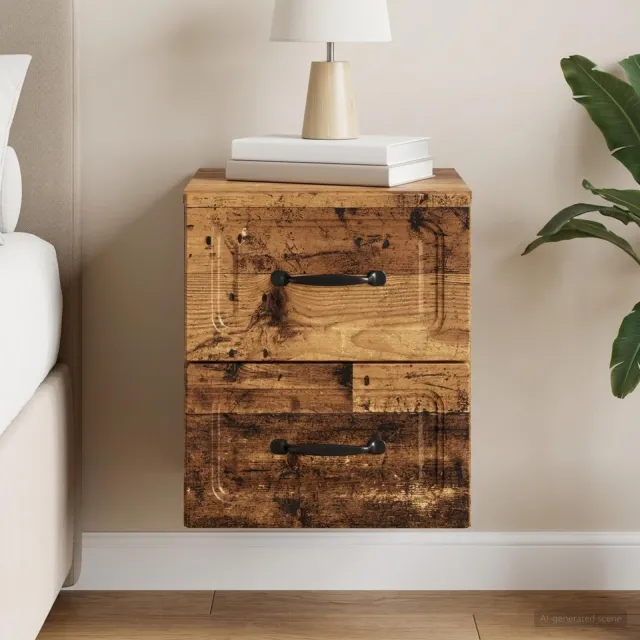 vidaXL Wandbeugel Bedkast Oud hout 34,5 x 33 x 40 cm Bewerkt hout bruin, foto 2