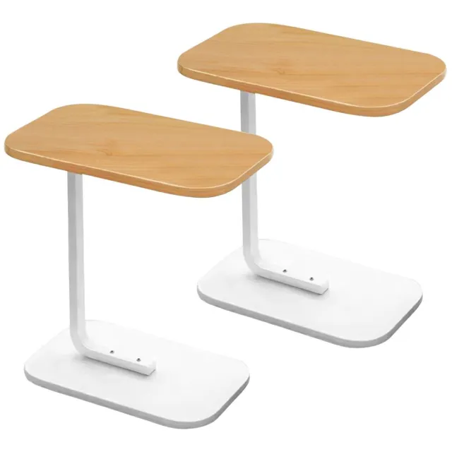 Home & Marker 2 Stuks - Houten Bijzettafel - Koffietafel - Sidetable Wit - Banktafel - Bedtafel - 38x28x58 cm - DESKICA
