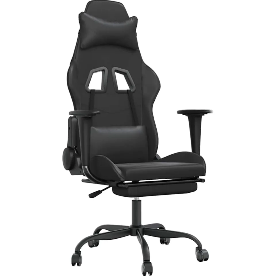 vidaXL Gamestoel met voetensteun kunstleer zwart, foto 3