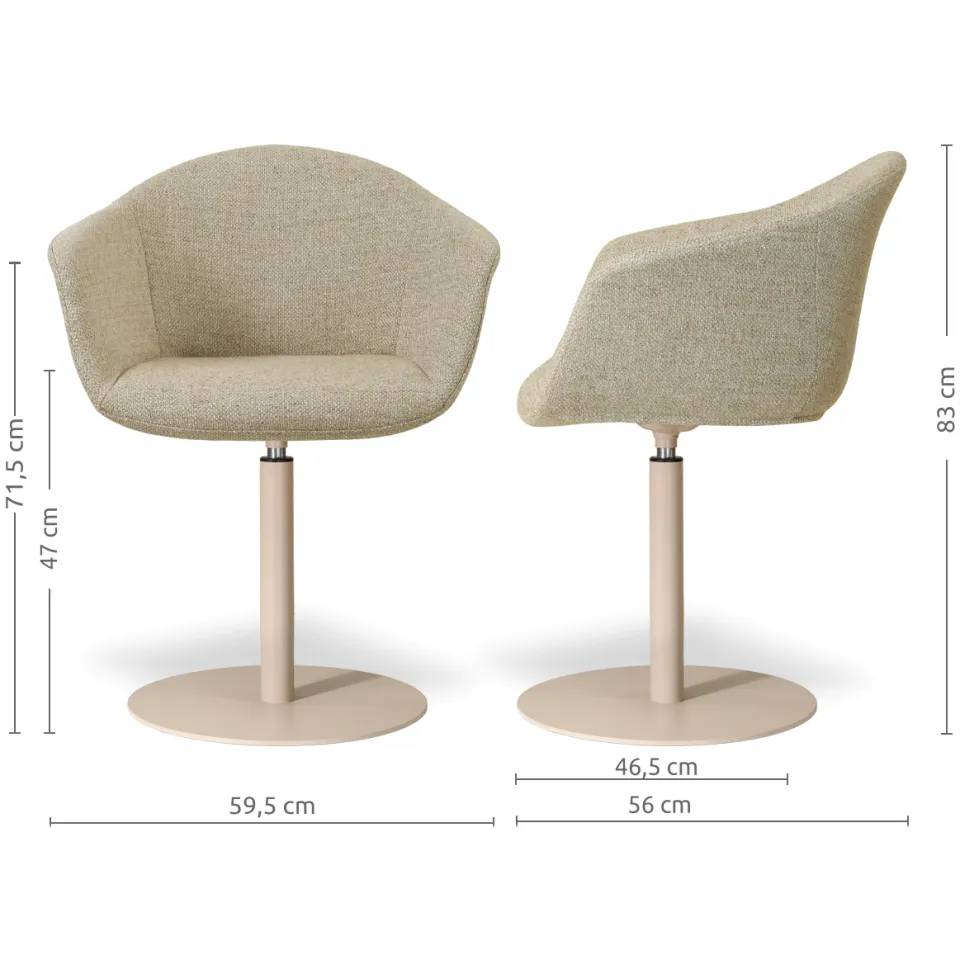 Nolon Niva-Otis draaibare tulp eetkamerstoel taupe melange - beige onderstel, foto 3