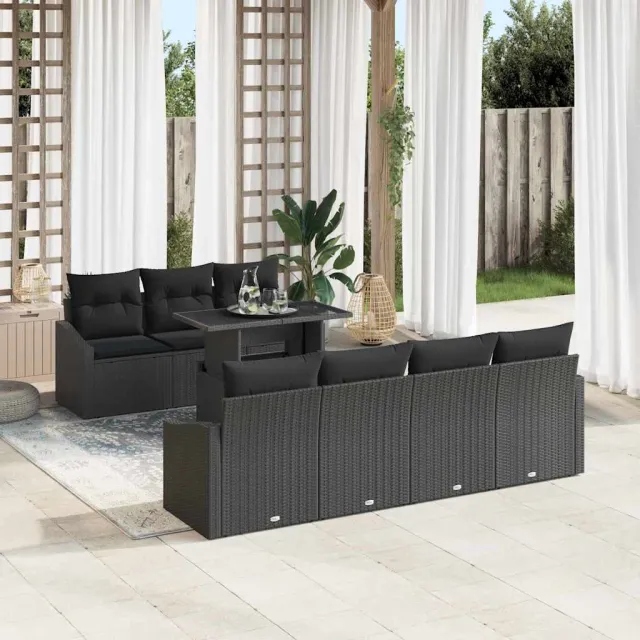 vidaXL Tuin Sofa Set 8 st Zwart poly rattan, foto 2