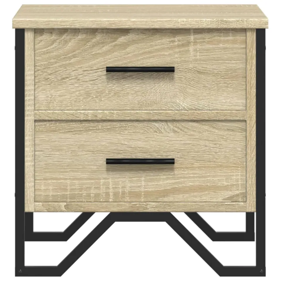 vidaXL Nachtkastjes 2 st 40x41x40 cm bewerkt hout sonoma eikenkleurig, foto 4
