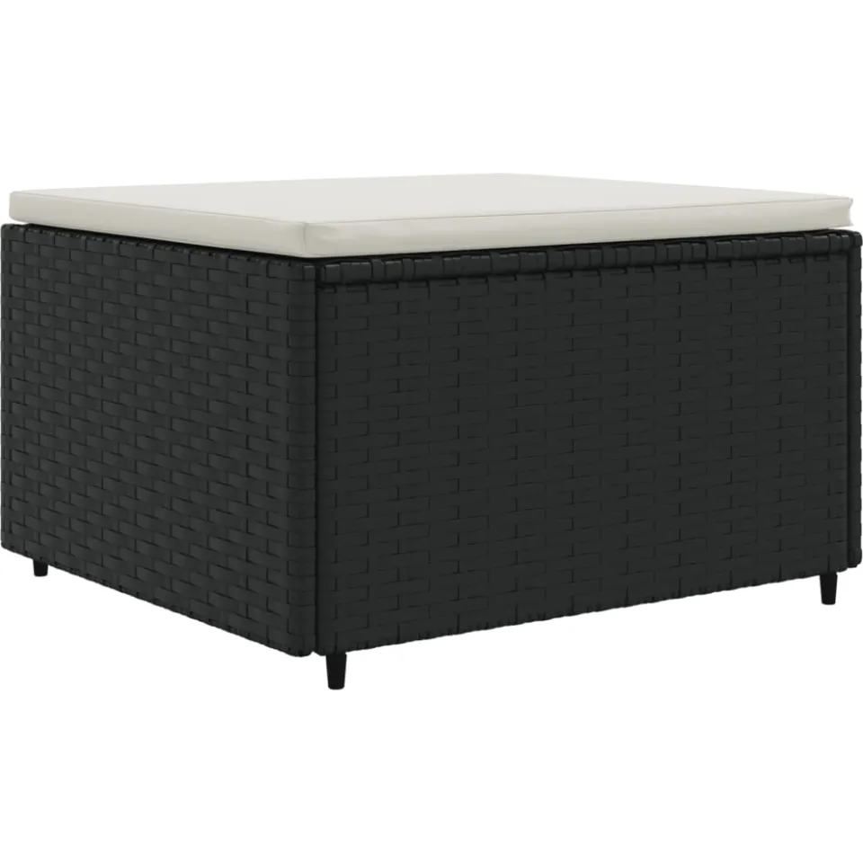 vidaXL 4-delige Loungeset met kussens poly rattan zwart, foto 4