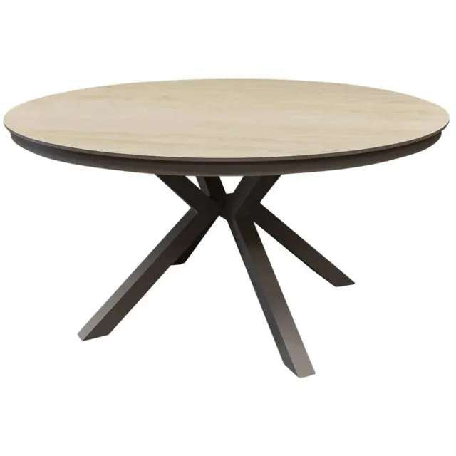 AVH-Collectie Samantha dining tuintafel 144xH75 cm rond latte keramisch blad Zand / Latte / Linen