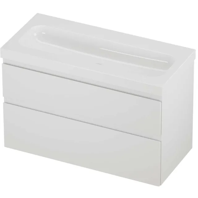 Proline Haga Badmeubelset Polystone Mezza Zonder Kraangat 100x46x66 cm Glans Wit Mat Wit