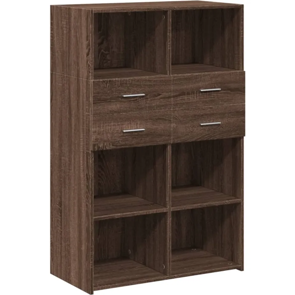 vidaXL Hoge kast 80x42,5x124 cm bewerkt hout bruin eikenkleurig, foto 3