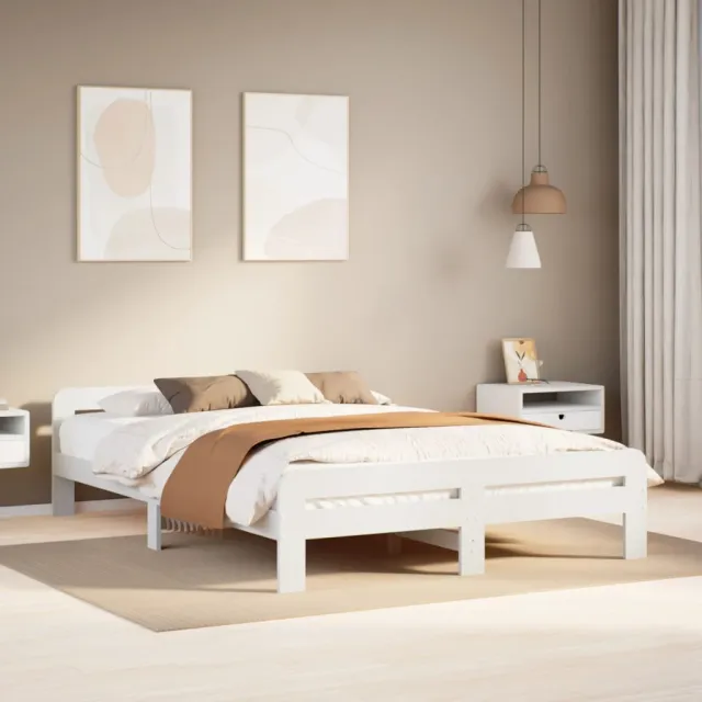 vidaXL Bedframe zonder matras massief grenenhout wit 150x200 cm