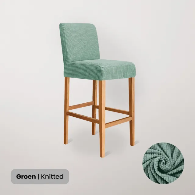 BankhoesDiscounter Knitted Barstoel Hoes – Barkruk Hoes – Groen – Barstoel – Barkruk Beschermer – Hoes Voor Barstoel
