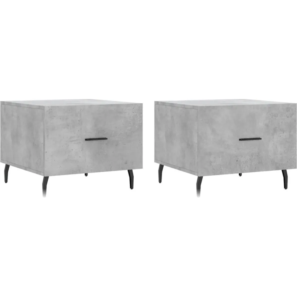 vidaXL Salontafels 2 st 50x50x40 cm bewerkt hout betongrijs grijs, foto 3