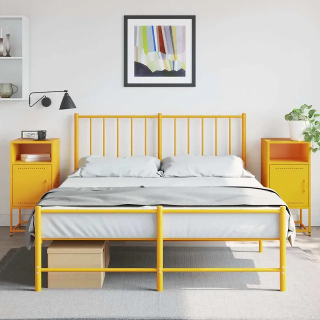 vidaXL Nachtkastjes 2 st 36x39x78 cm staal mosterdgeel