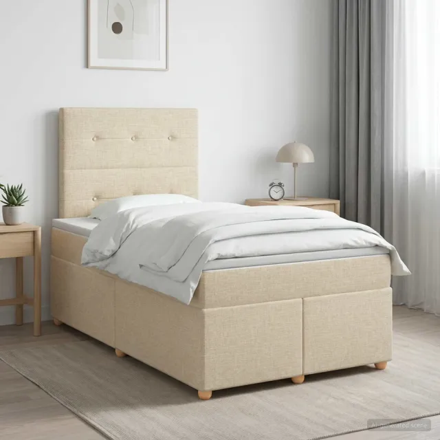 vidaXL Boxspringbed met matras Crèmekleurig 120 x 200 cm Stof