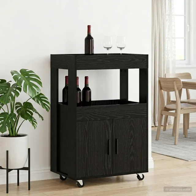 vidaXL Bar Kar Zwart eiken 60 x 39,5 x 89 cm Bewerkt hout