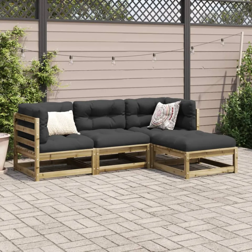 vidaXL 4-delige Loungeset geïmpregneerd grenenhout bruin, foto 2