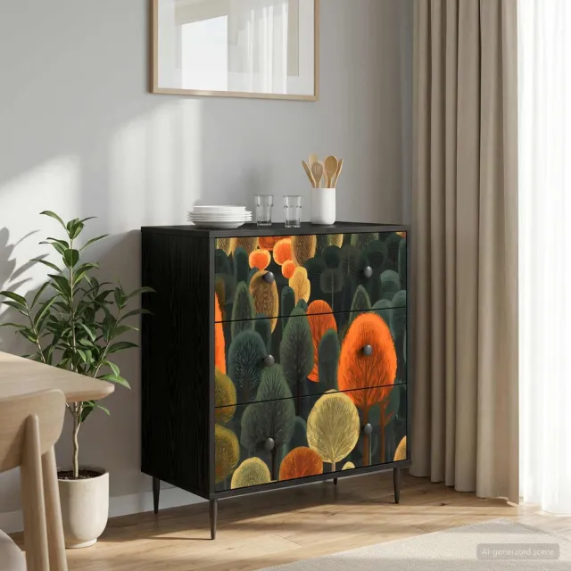 vidaXL Ladekast ZAANDAM Bosprint 66 x 36,5 x 76 cm Bewerkt hout Zwart