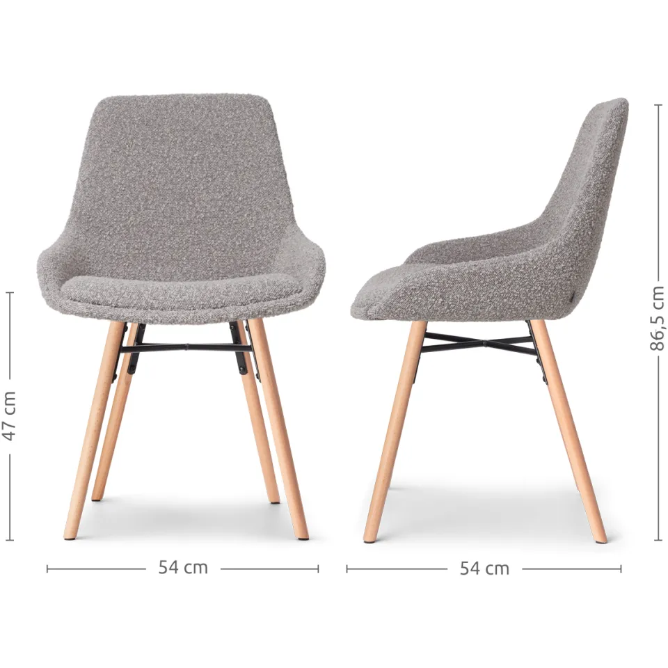 Nolon Nena-Isa eetkamerstoel bouclé taupe - houten onderstel, foto 3