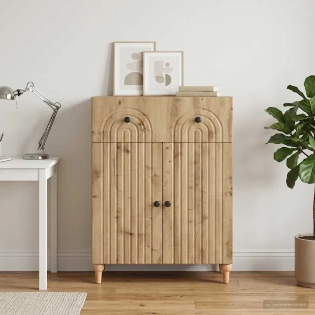 vidaXL Dressoir Artisanaal eiken 66 x 34,5 x 90 cm Bewerkt hout Bruin