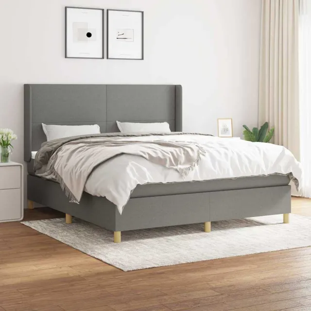 vidaXL Boxspring met matras stof donkergrijs 160x200 cm grijs