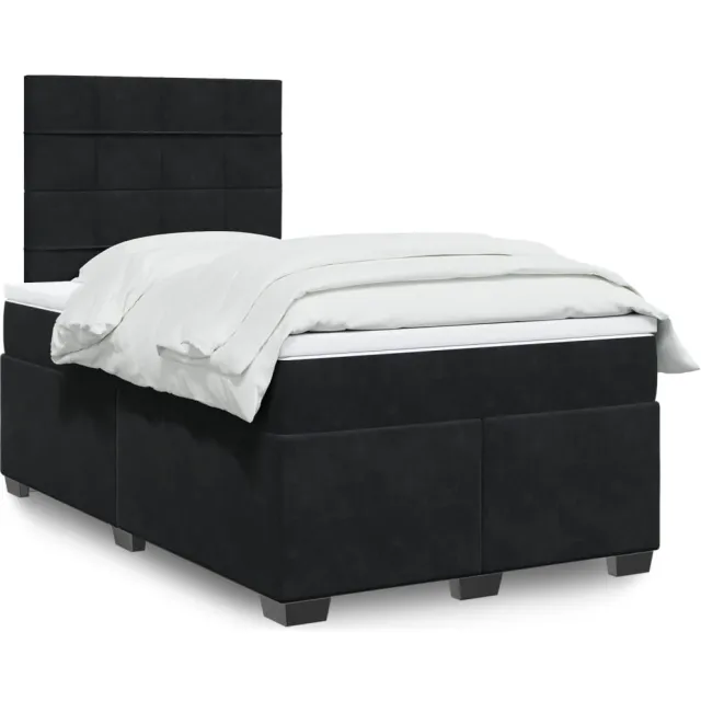 vidaXL Boxspring met matras fluweel zwart 120x200 cm